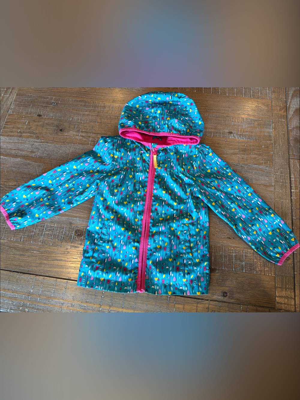 Cat & Jack Teal Hooded Raincoat side 4T